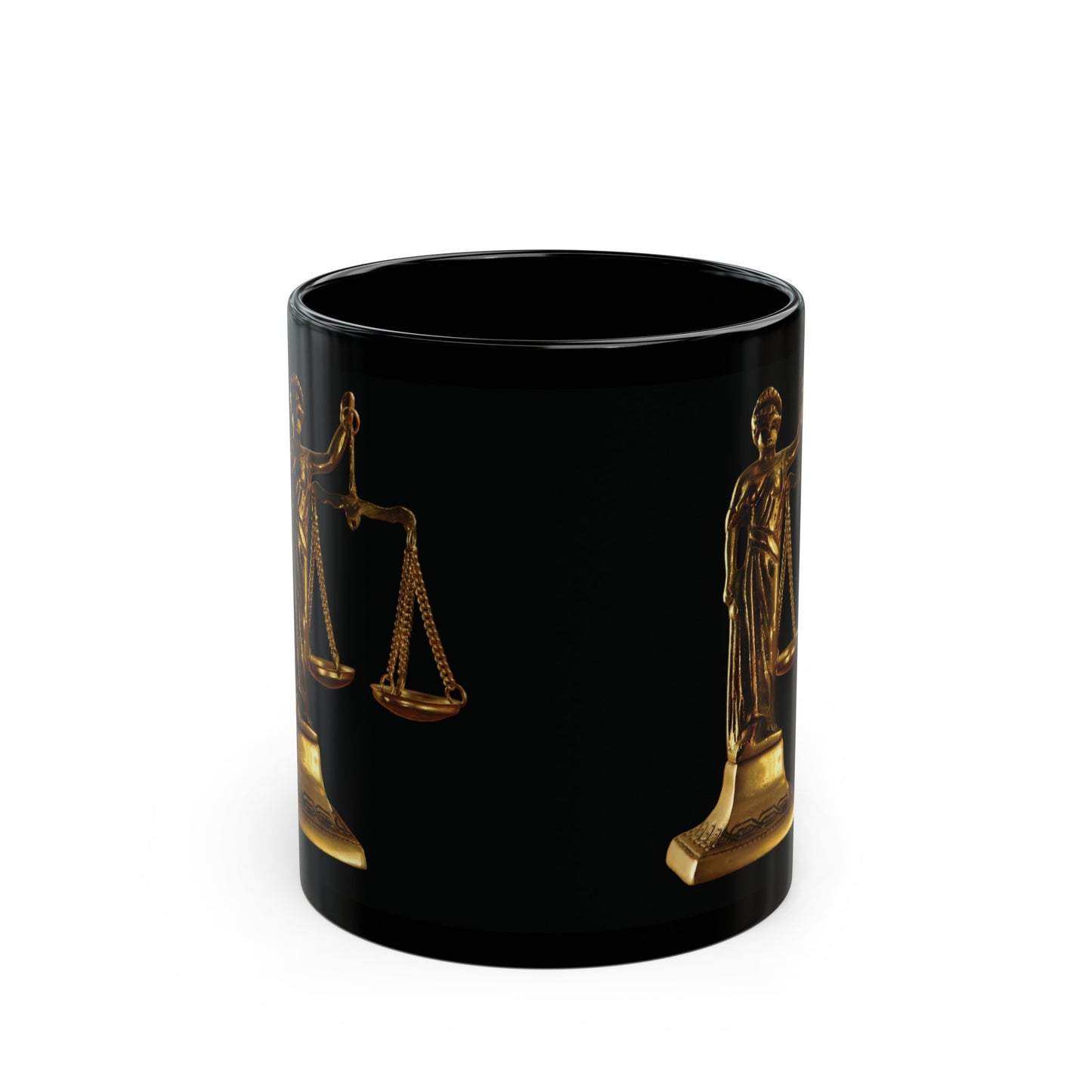 Classic Lady Justice Designer Black Mug 11oz