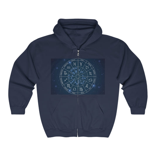 12 Zodiac Chart ArtWear Full Zip Hoodie