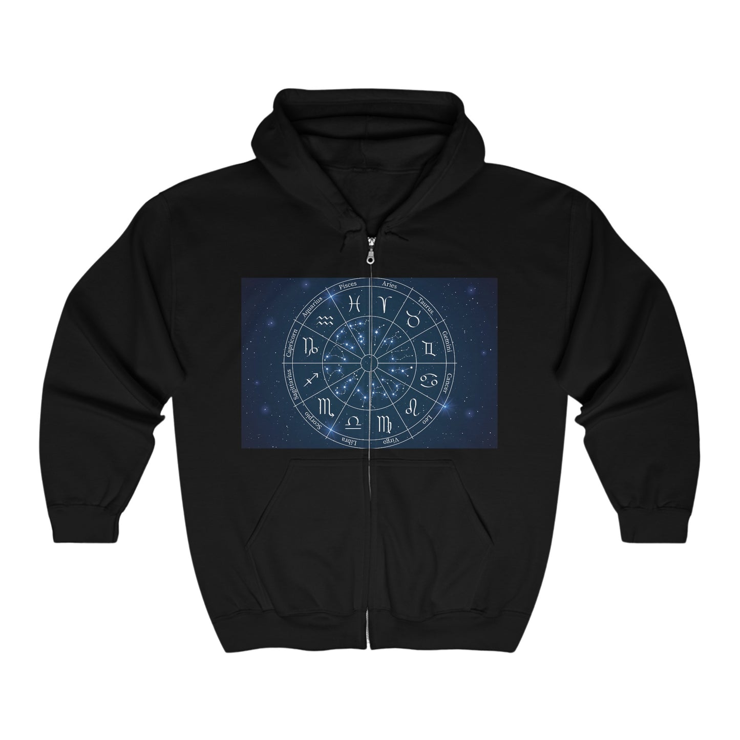 12 Zodiac Chart ArtWear Full Zip Hoodie