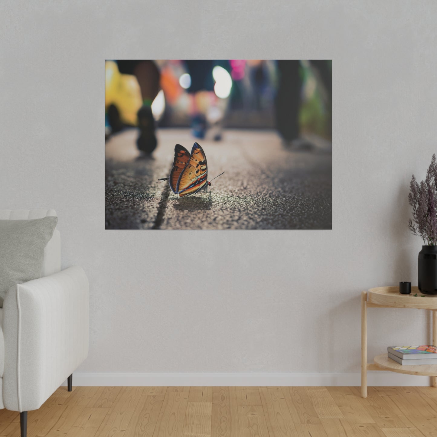 Graphic Design Butterfly on Sidewalk on Canvas